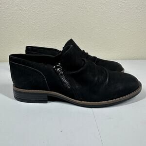 Clarks Collection Leather Side Zip Shooties Camzin Pace Black Size 8 W Wide